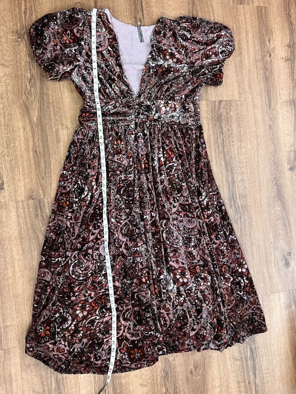 NWOT Anthropologie Katerina Mauve Button Front Velvet Floral Maxi Dress  22W - Picture 9 of 16